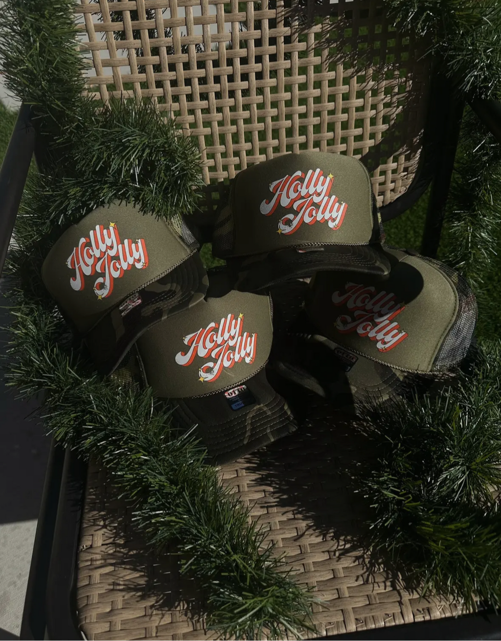 Holly Jolly Camo Christmas Trucker