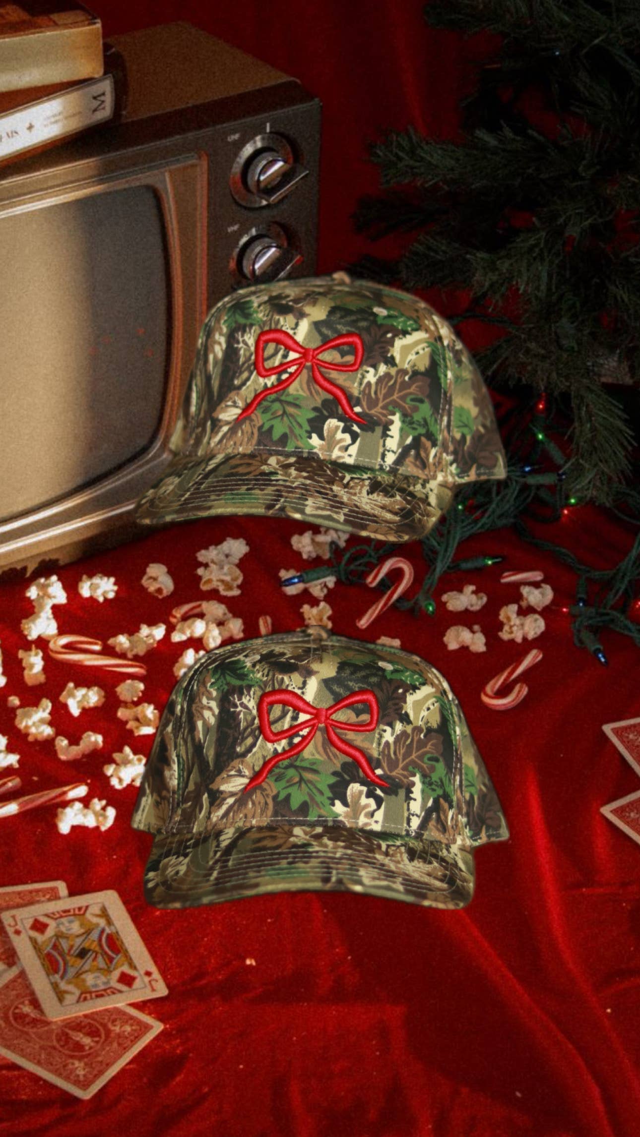 Camo Bow Hat- Electric Christmas Collection