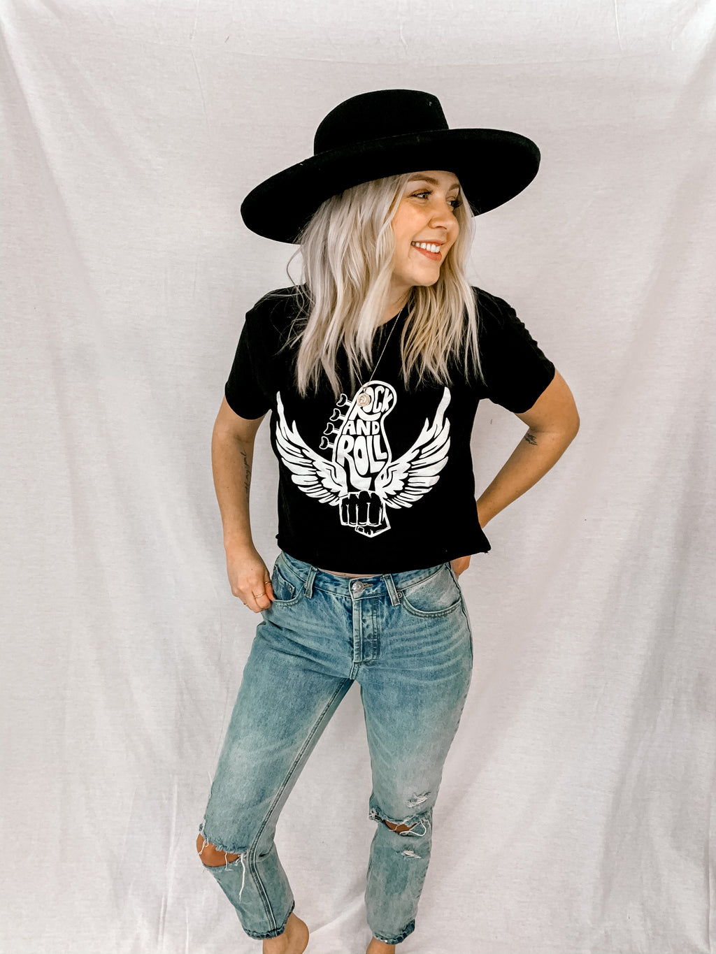 Rock & Roll Guitar Cropped Tee - Renegade Revival