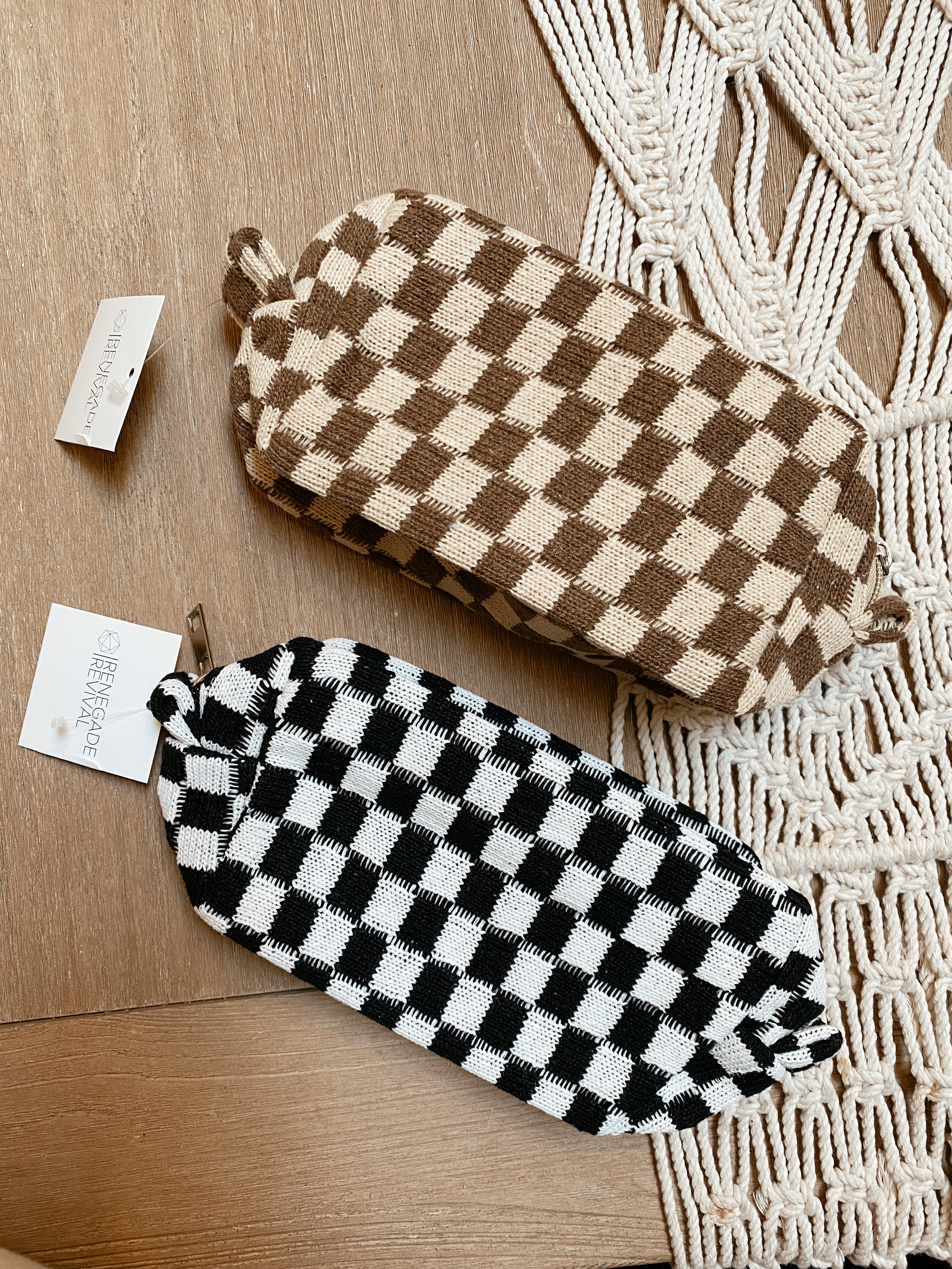 Knit Checkered Makeup Bag - Renegade Revival